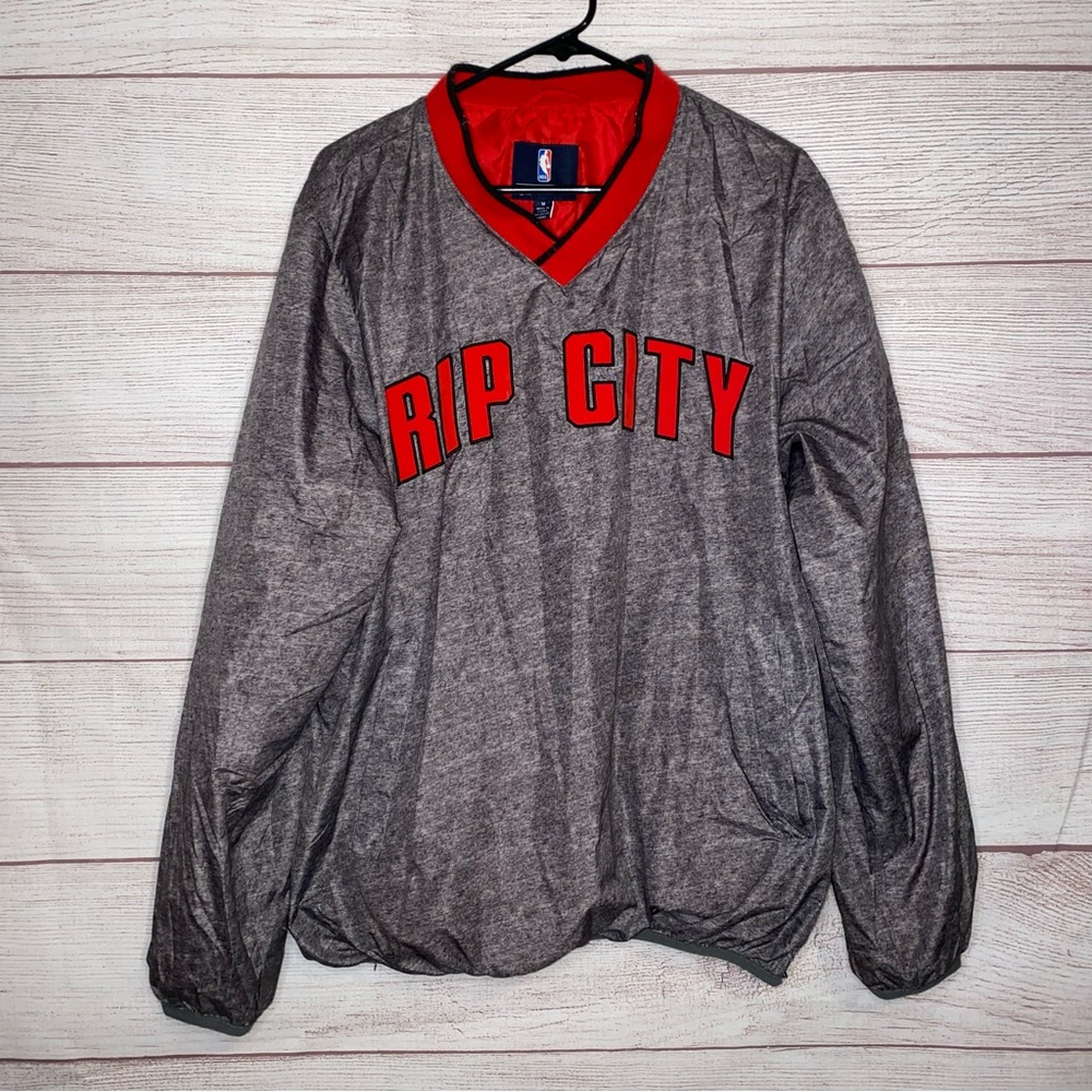 NBA Blazers Pullover Men’s Jacket Coat Windbreaker Gray & Red with pockets